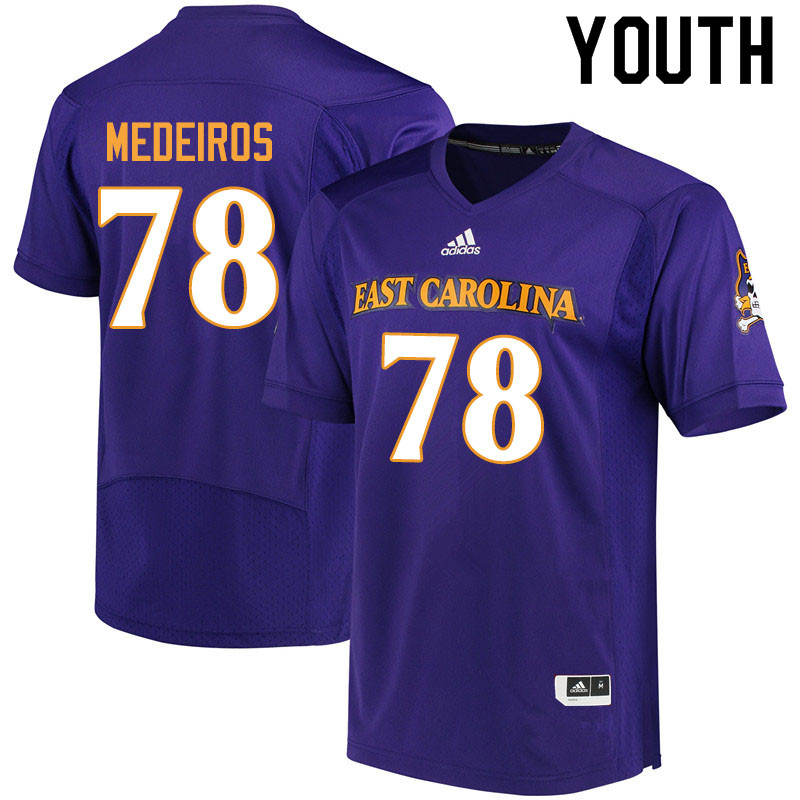 Youth #78 Chandler Medeiros ECU Pirates College Football Jerseys Sale-Purple - Click Image to Close